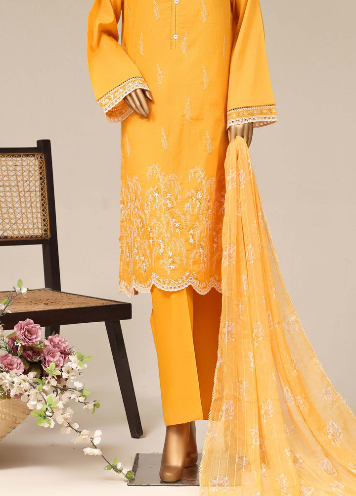 HZ Textiles RTW Chikankari Lawn 3 Piece Suit HZ26PCL SUNFLOWER SBE-3P-078 - Casual Collection