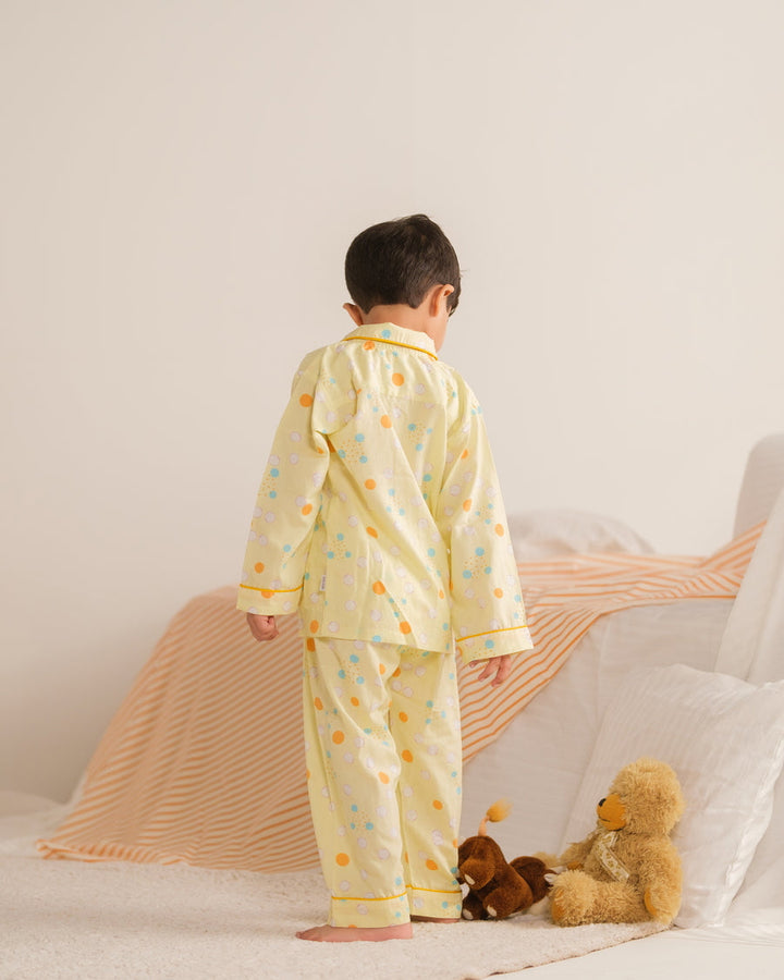 Baby Nest Kids Premium Night Suits For Boys Printed 2 Piece Boski Linen Sunny Snug - Casual Collection