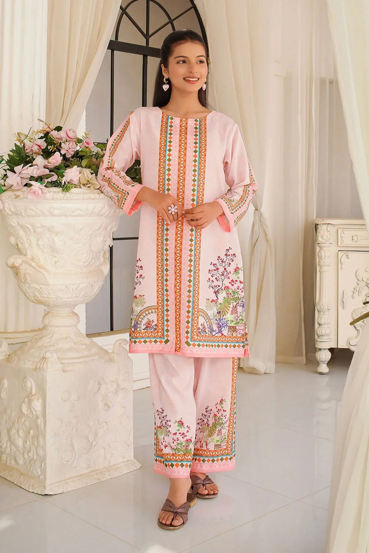Ochre Girls Pret Printed Swiss Lawn 2 Piece Suit COR-128 - Summer Collection