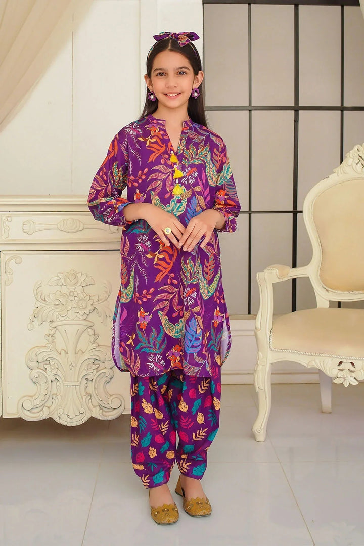 Ochre Girls Pret Printed Swiss Lawn 2 Piece Suit COR-126 - Summer Collection