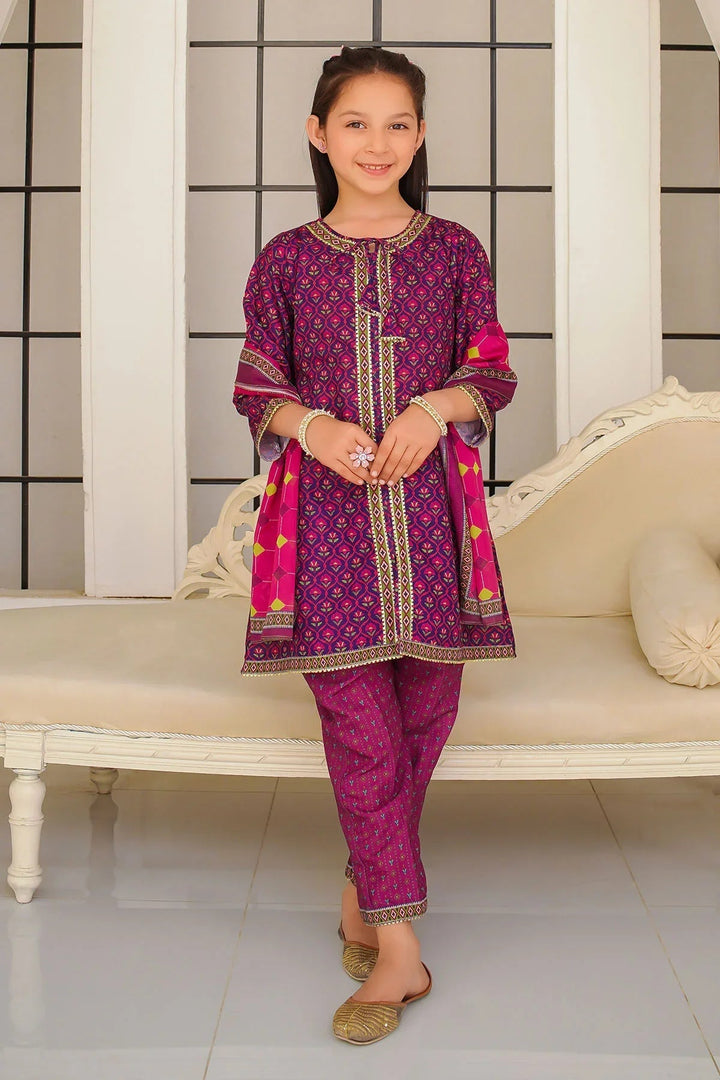 Ochre Girls Pret Printed Swiss Lawn 3 Piece Suit INDP-30 - Summer Collection