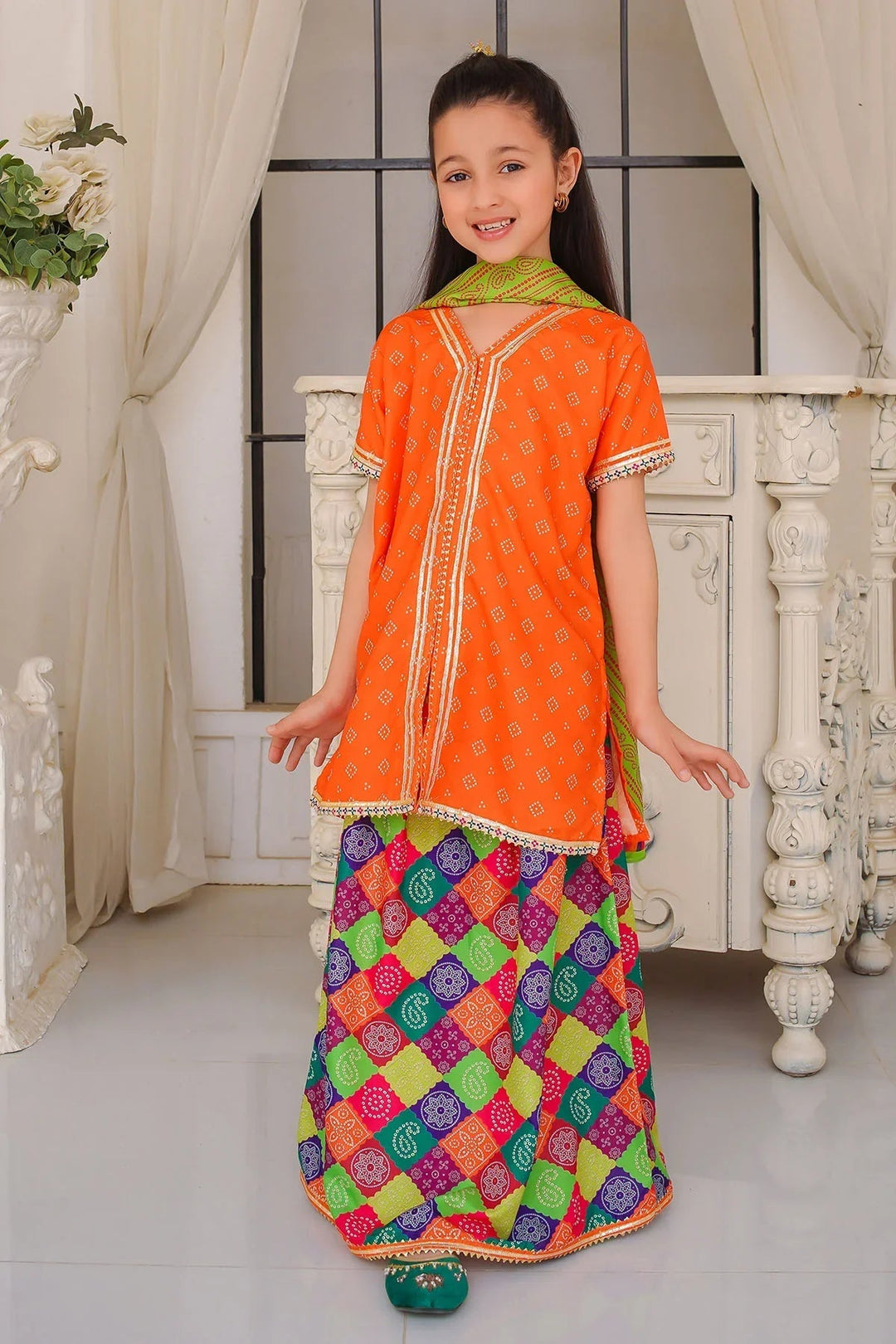 Ochre Girls Pret Printed Swiss Lawn 3 Piece Suit INDP-28 - Summer Collection