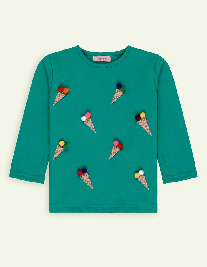 Ixample Kids Pret 2 Piece Hand work Waffle Tshirt Set - Winter Collection