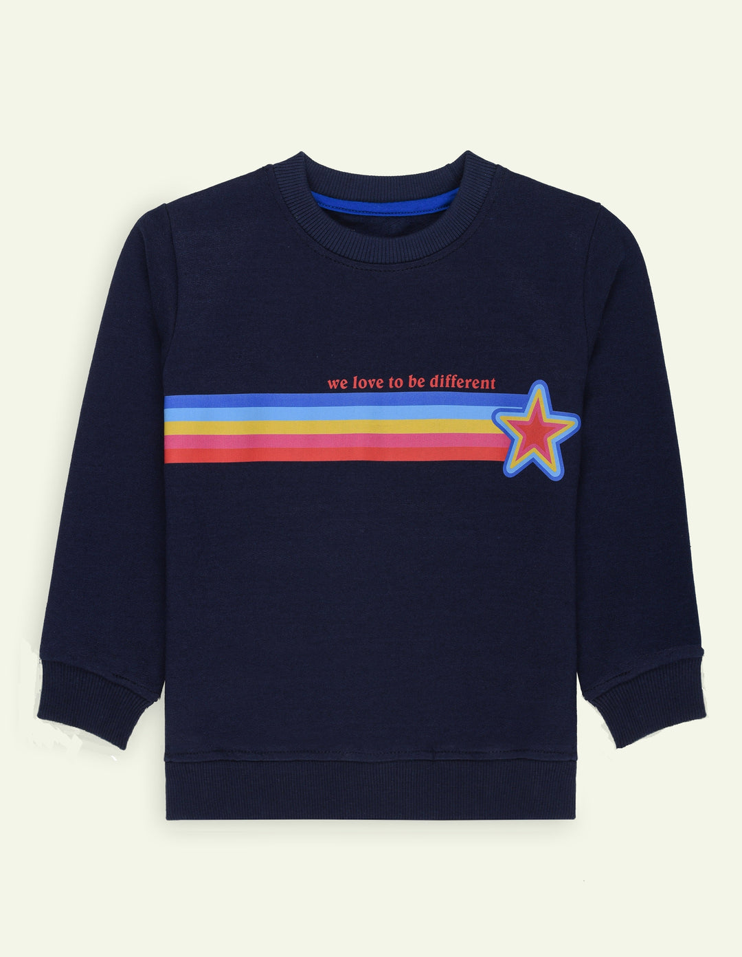 Ixample Kids Pret 2 Piece Hand work Navy Fleece Multi Color Sweatshirt And Trouser Set - Winter Collection