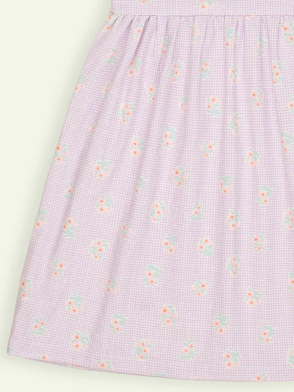 Purple Floral Cotton Dress
