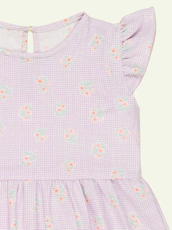 Purple Floral Cotton Dress
