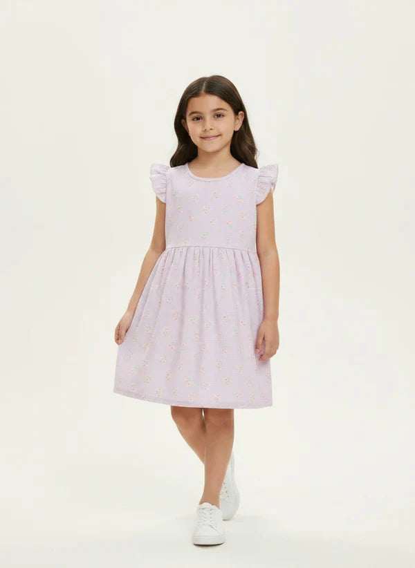 Purple Floral Cotton Dress