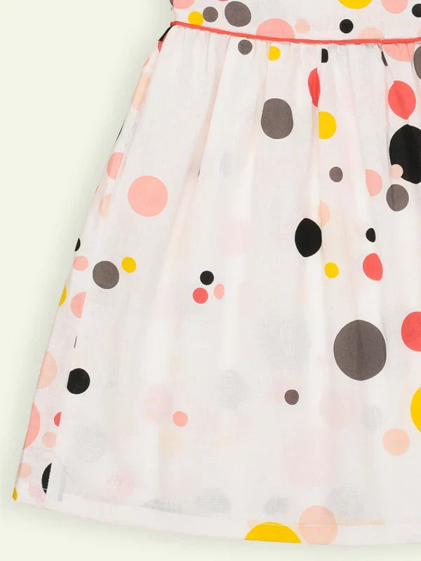 White Multi Colored Polka Dot Dress