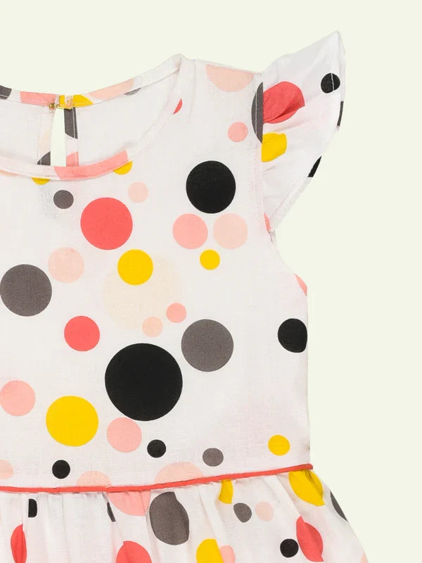 White Multi Colored Polka Dot Dress