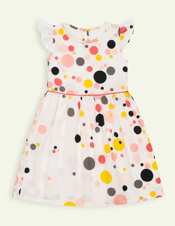 White Multi Colored Polka Dot Dress