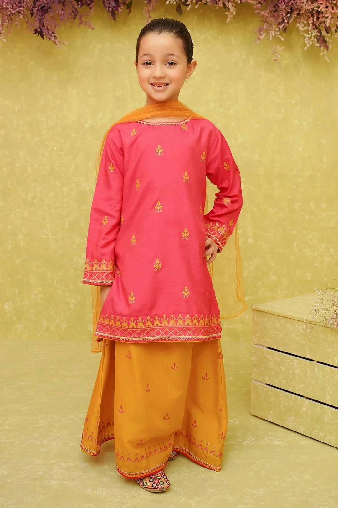 Ochre RTW Printed Girls 3 Piece Cotton Silk INRJ-03 - Winter Collection