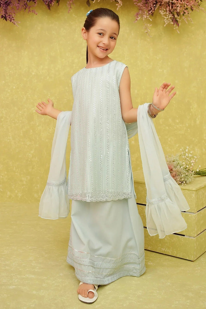 Ochre RTW Embroidered Girls 3 Piece Chiffon  INCF-03 - Summer Collection