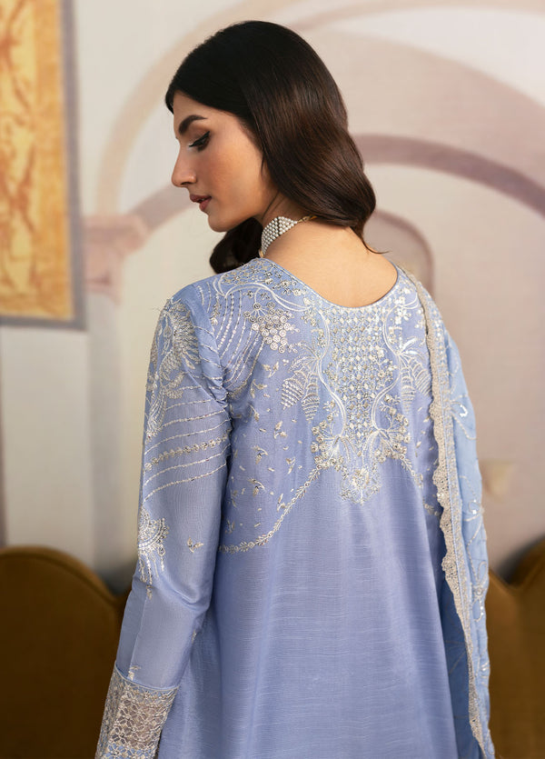 Sahane There She Glows Pret Embroidered Raw Silk 3 Piece Suit TSG-05 Abyss - Festive Collection
