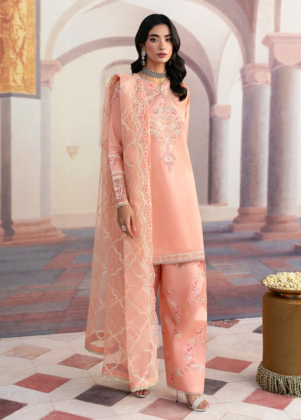 Sahane There She Glows Pret Embroidered Raw Silk 3 Piece Suit TSG-06 Petal - Festive Collection