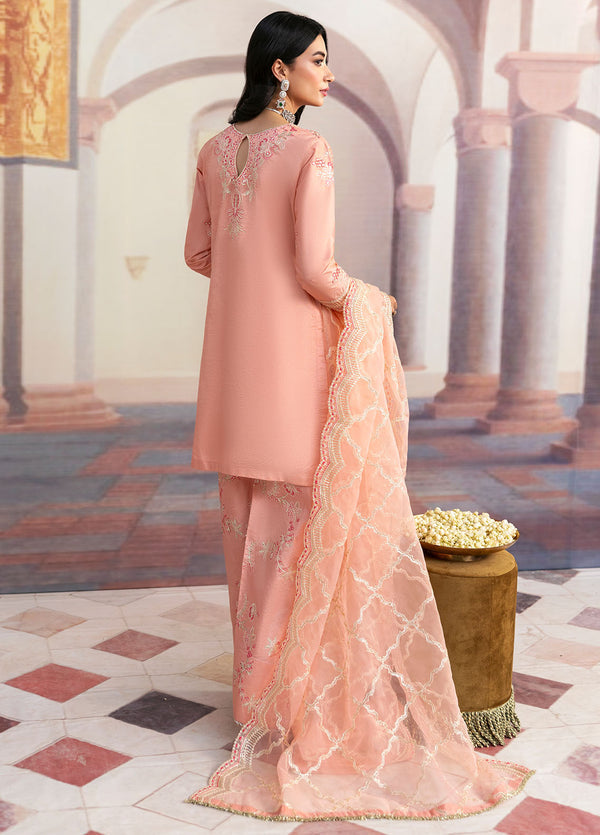 Sahane There She Glows Pret Embroidered Raw Silk 3 Piece Suit TSG-06 Petal - Festive Collection