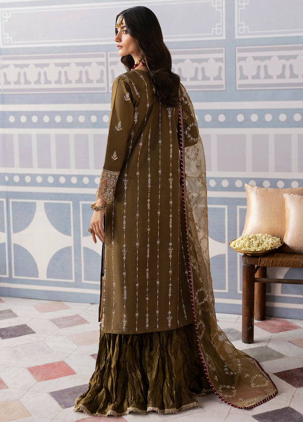 Sahane There She Glows Pret Embroidered Raw Silk 3 Piece Suit TSG-02 Olivine - Festive Collection