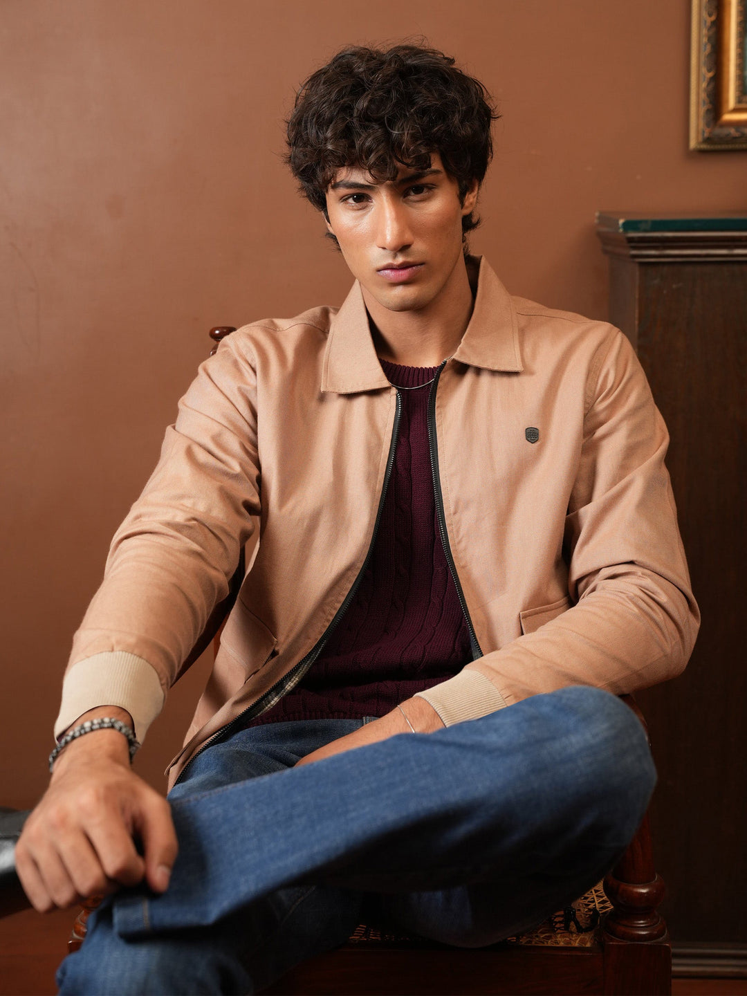 Brumano Mens RTW Solids Cotton 1 Piece Tan Brown With Cargo Pocket Winter Collection
