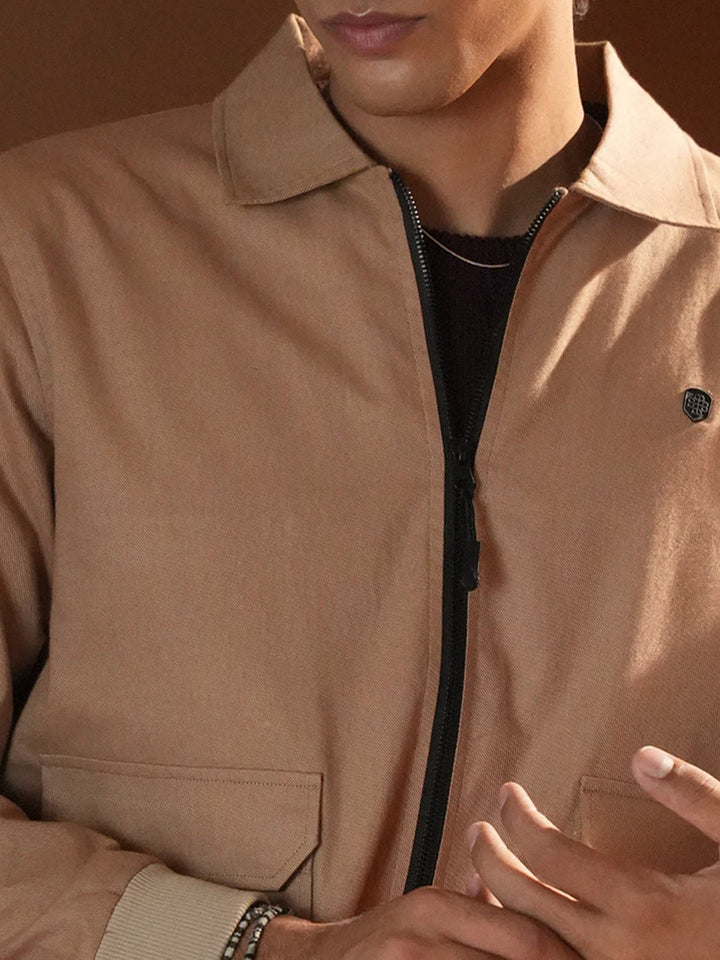 Brumano Mens RTW Solids Cotton 1 Piece Tan Brown With Cargo Pocket Winter Collection