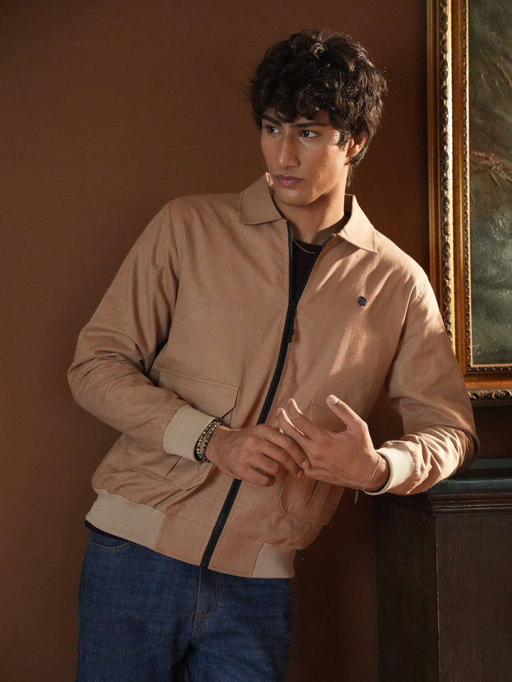 Brumano Mens RTW Solids Cotton 1 Piece Tan Brown With Cargo Pocket Winter Collection