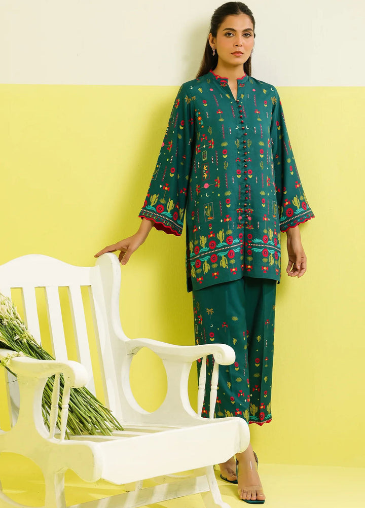 Elara by Sahar Unstitched Printed 2 Piece Marina Twill SHR25EP Teal Mirage - Casual Collection