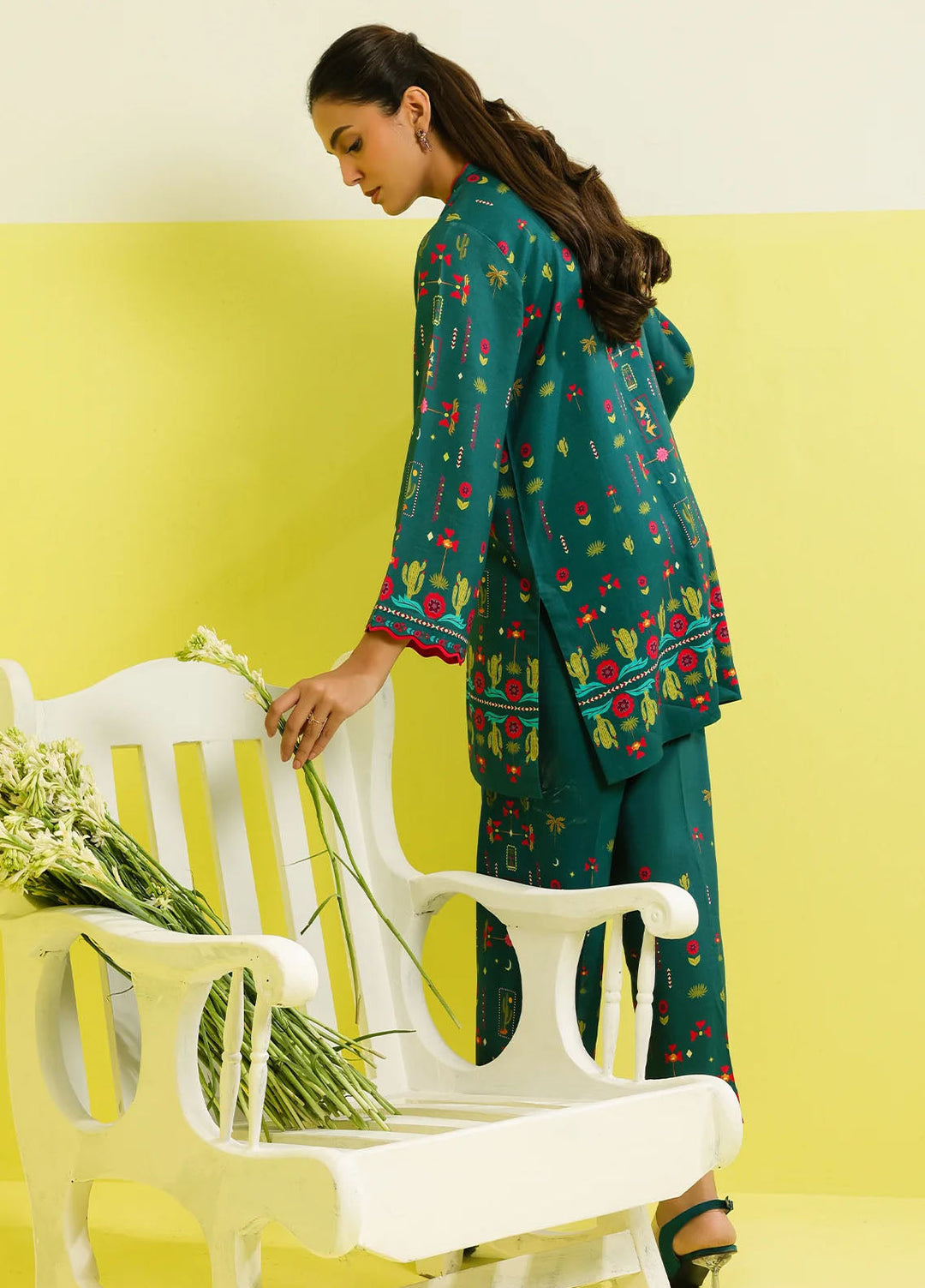 Elara by Sahar Unstitched Printed 2 Piece Marina Twill SHR25EP Teal Mirage - Casual Collection