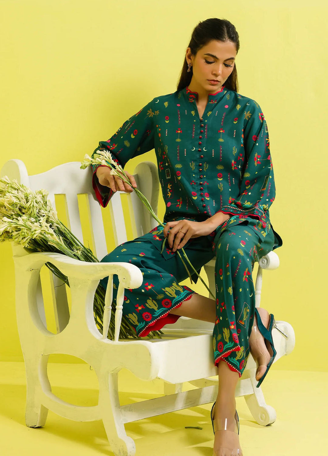 Elara by Sahar Unstitched Printed 2 Piece Marina Twill SHR25EP Teal Mirage - Casual Collection