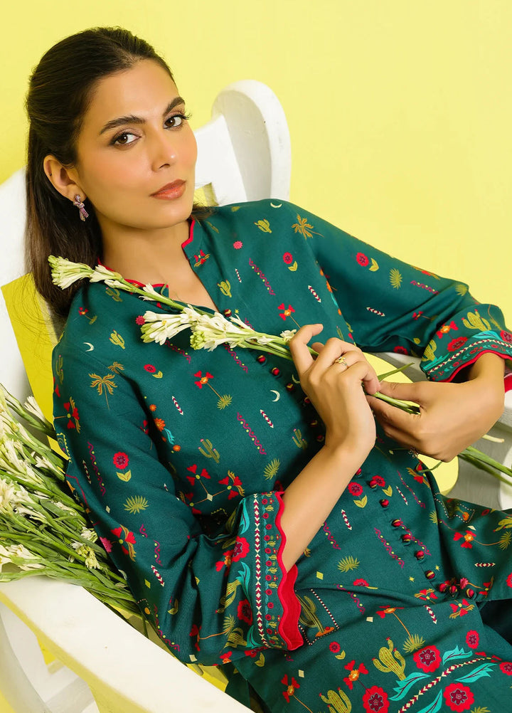 Elara by Sahar Unstitched Printed 2 Piece Marina Twill SHR25EP Teal Mirage - Casual Collection