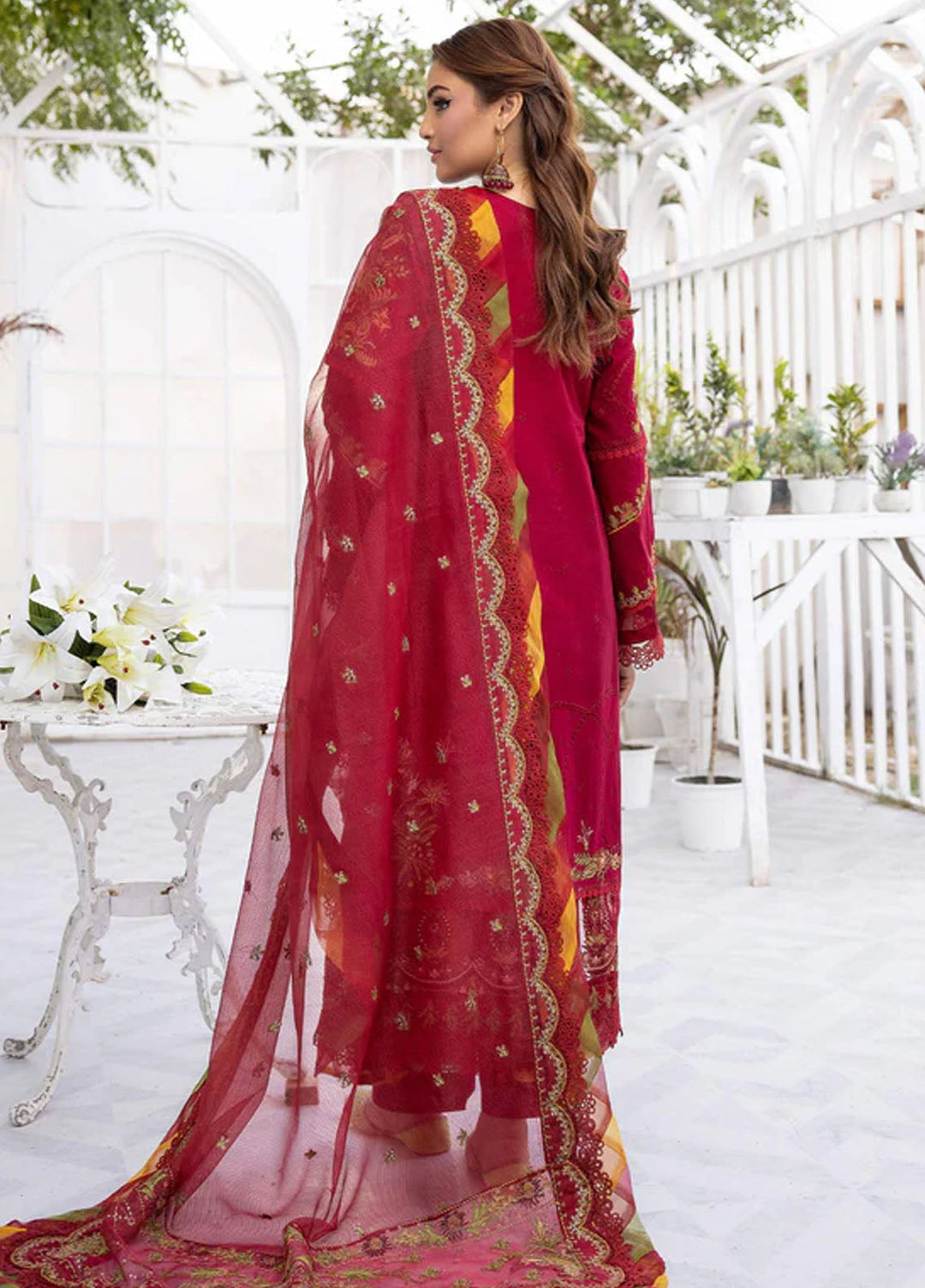 Tessa Embroidered Lawn Suits Unstitched 3 Piece Carmine Flare - Festive Collection