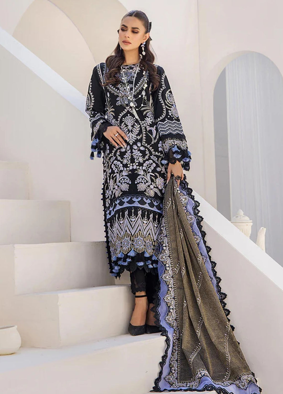 Tessa Embroidered Lawn Suits Unstitched 3 Piece Enigmatic Night - Festive Collection