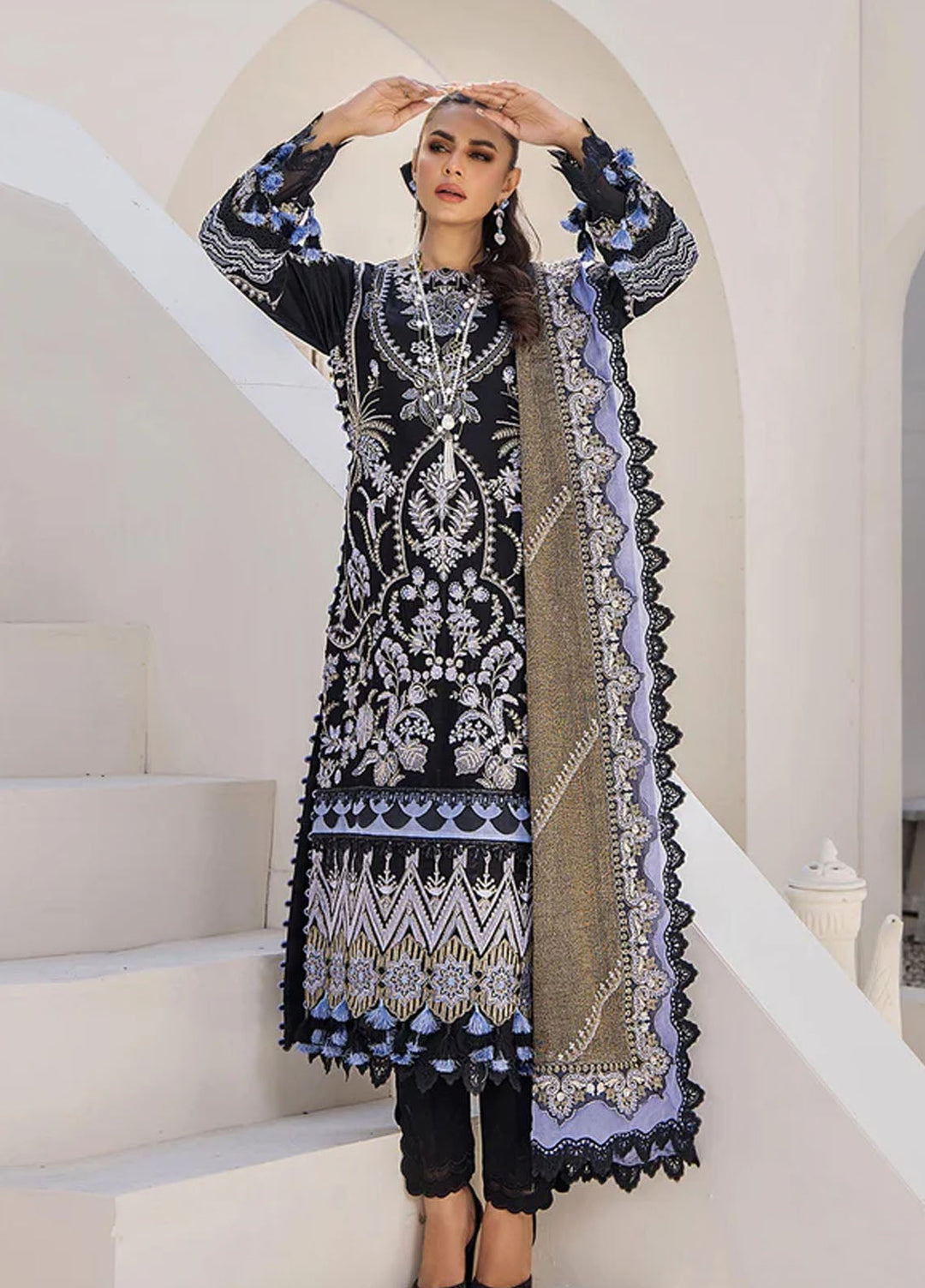 Tessa Embroidered Lawn Suits Unstitched 3 Piece Enigmatic Night - Festive Collection