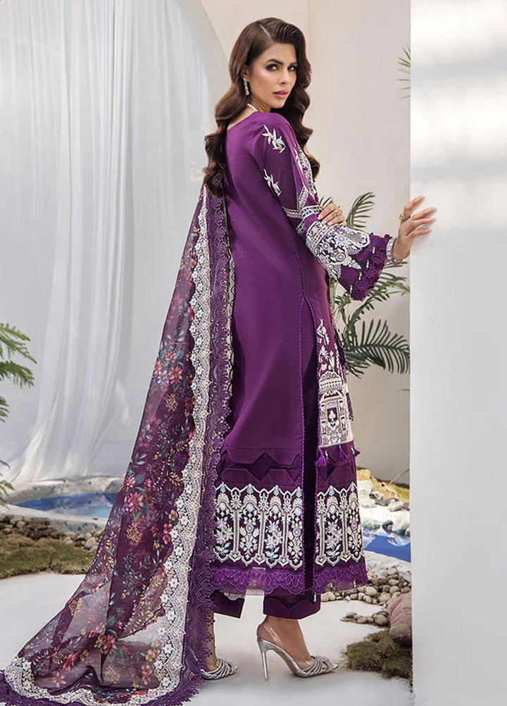 Tessa Embroidered Lawn Suits Unstitched 3 Piece Violet persona - Festive Collection
