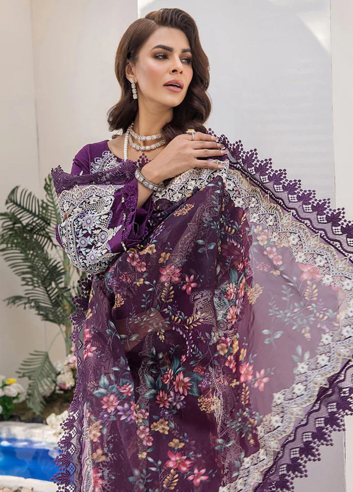 Tessa Embroidered Lawn Suits Unstitched 3 Piece Violet persona - Festive Collection