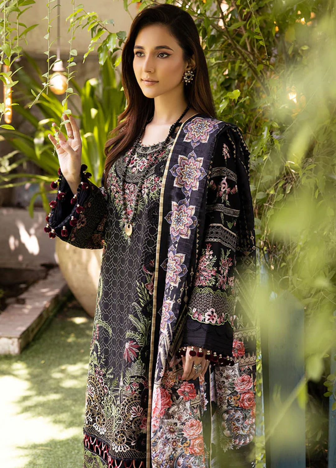Tessa Studio Embroidered Karandi Suits Unstitched 3 Piece Midnight Sparkle - Winter Collection