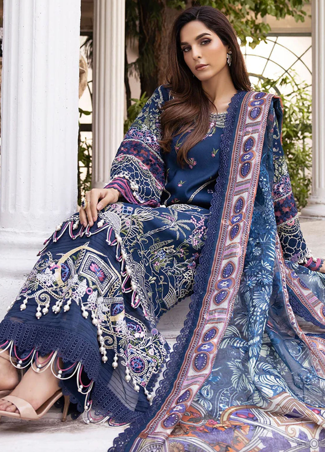 Tessa Studio Embroidered Karandi Suits Unstitched 3 Piece Zinc Mist - Winter Collection