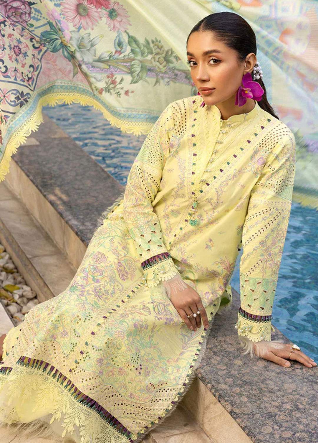 Tessa Studio Embroidered Lawn Suits Unstitched 3 Piece Moonlit Pearl - Summer Collection