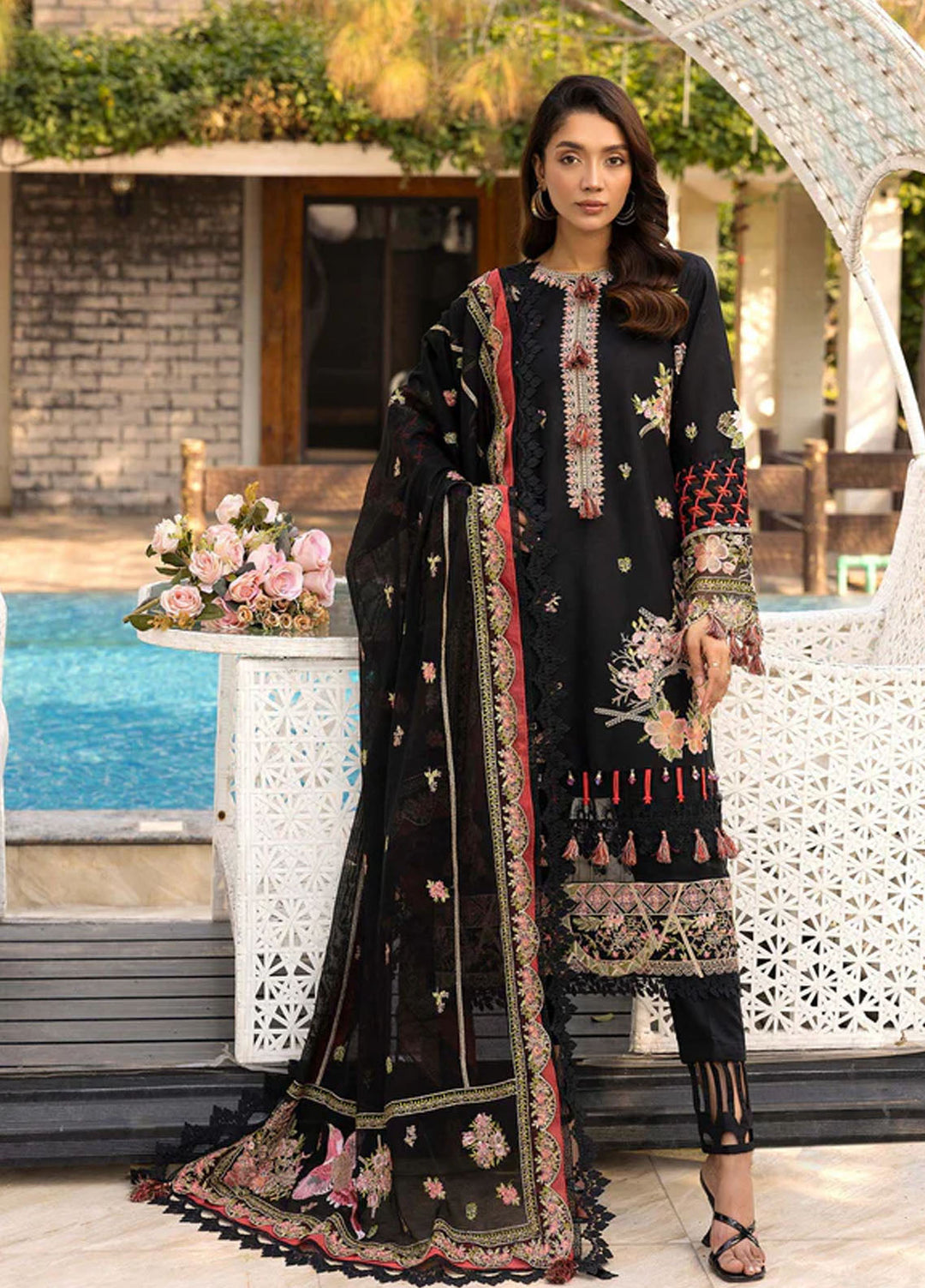 Tessa Studio Embroidered Lawn Suits Unstitched 3 Piece Onyx Eclipse - Summer Collection