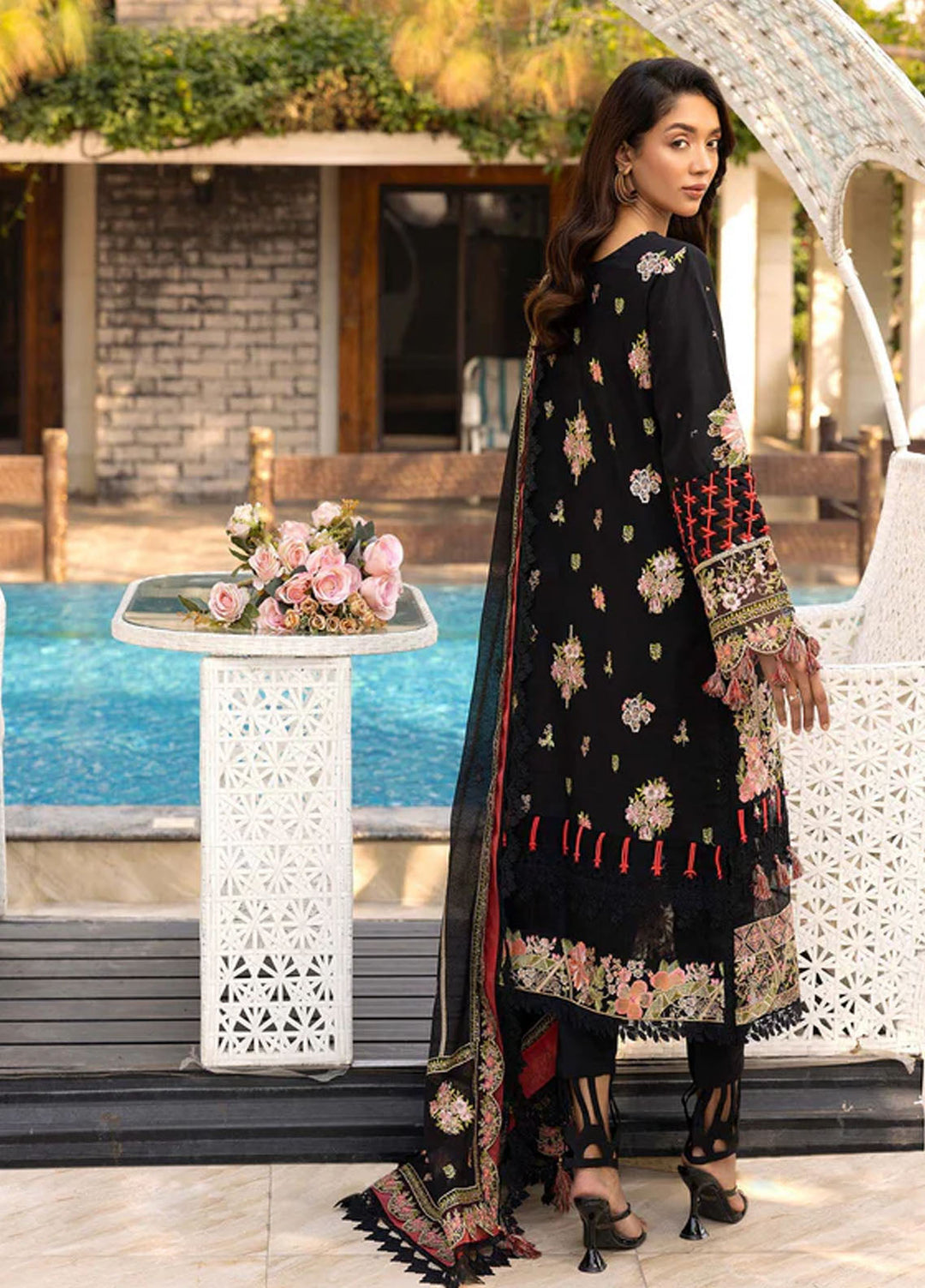 Tessa Studio Embroidered Lawn Suits Unstitched 3 Piece Onyx Eclipse - Summer Collection