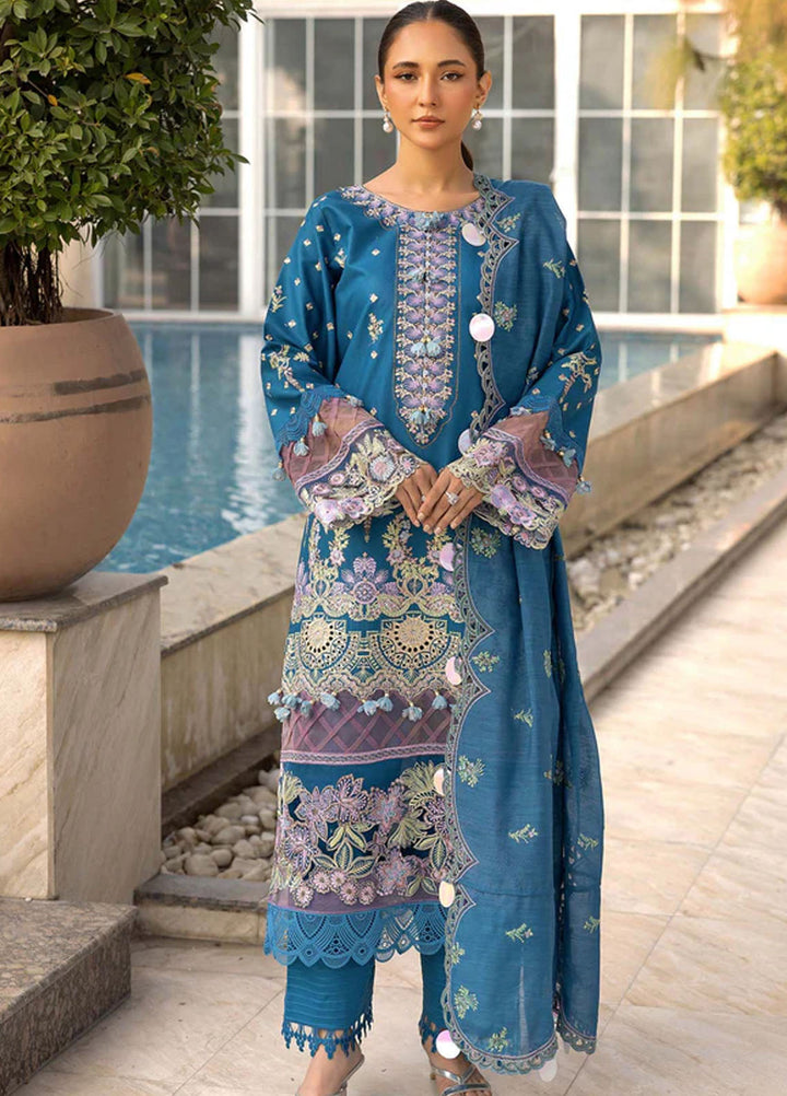 Tessa Studio Embroidered Lawn Suits Unstitched 3 Piece Sapphire Dusk - Summer Collection