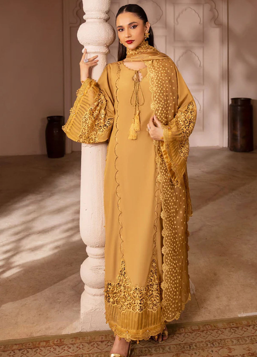 Tessa Studio Pret Embroidered Raw Silk 3 Piece Suit Crystal Cascades