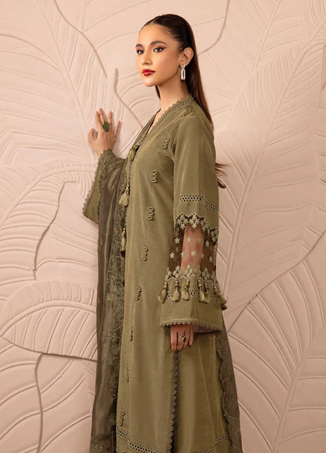 Tessa Studio Pret Embroidered Raw Silk 3 Piece Suit Mystic pine