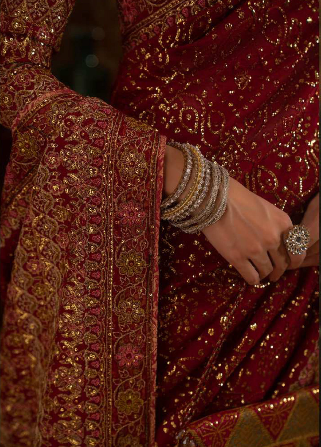 The Sari Edit by Aik Atelier Unstitched Silk Luxury Embroidered Saree AIK25SE Look-01 - Formals Collection