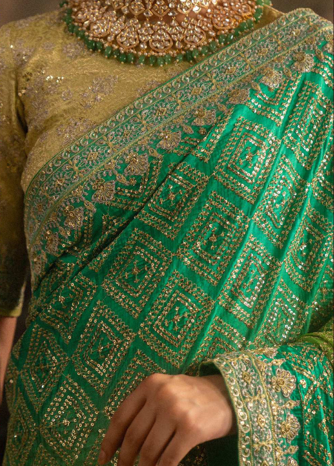 The Sari Edit by Aik Atelier Unstitched Silk Luxury Embroidered Saree AIK25SE Look-07 - Formals Collection