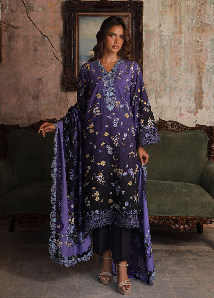 Sahar Embroidered Cotton Viscose Suits Unstitched 3 Piece SHR25FU AW1-25-19 Twilight Iris - Winter Collection