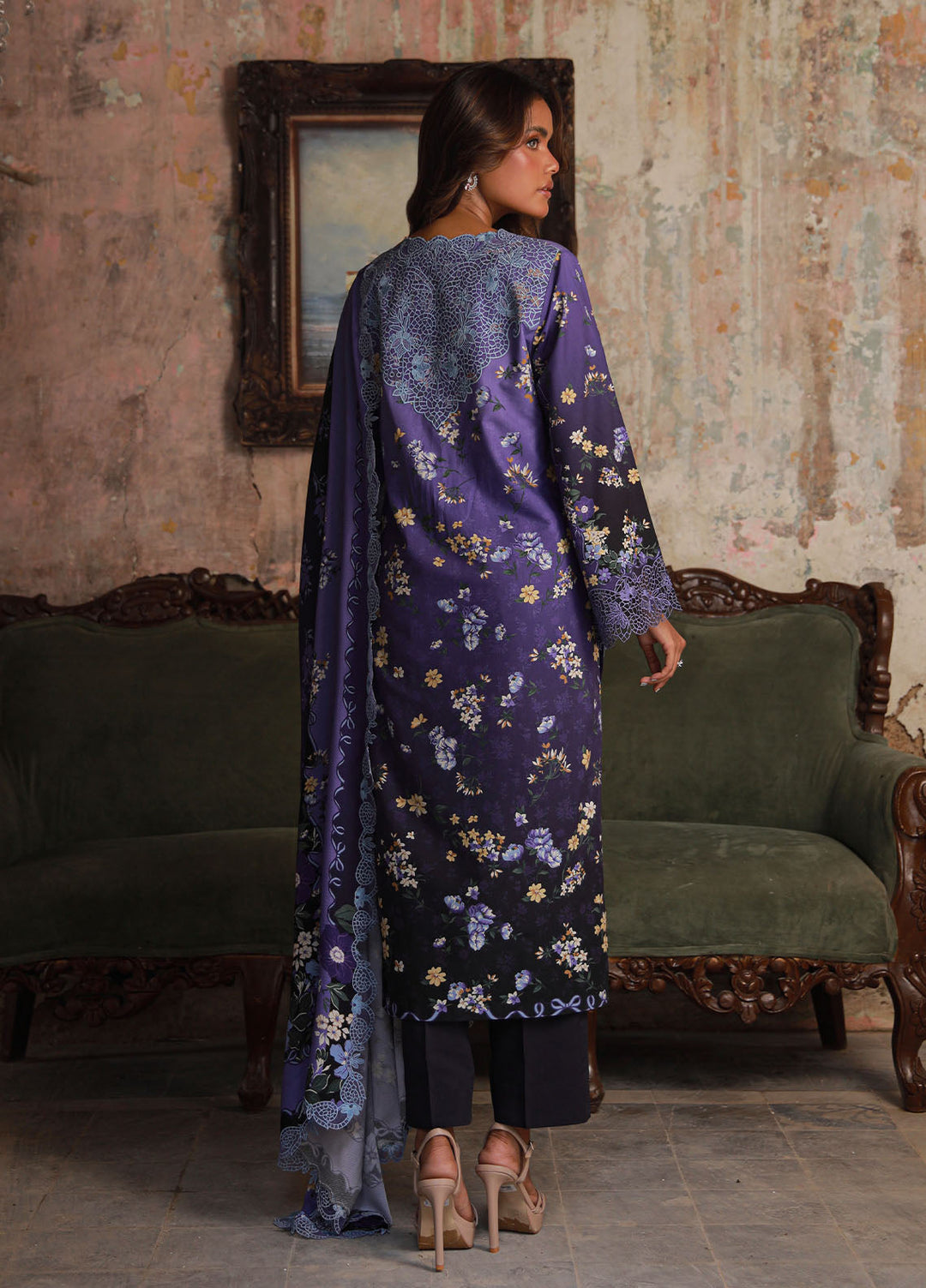 Sahar Embroidered Cotton Viscose Suits Unstitched 3 Piece SHR25FU AW1-25-19 Twilight Iris - Winter Collection
