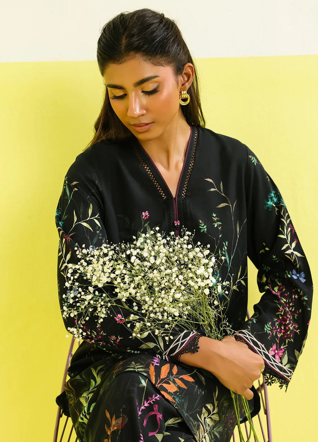 Elara by Sahar Unstitched Printed 2 Piece Marina Twill SHR25EP Twilight Petals - Casual Collection