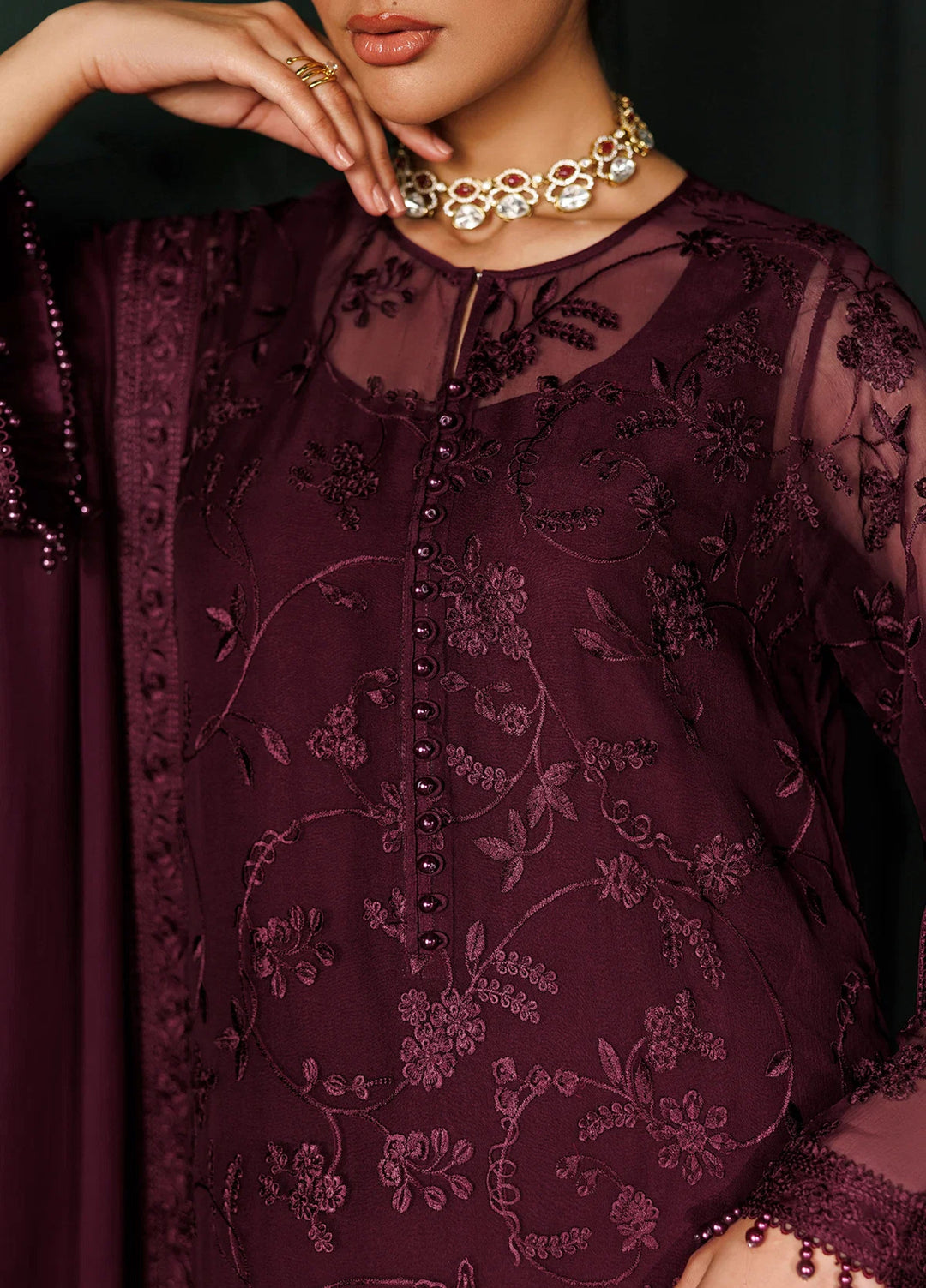 Chantelle by Baroque Unstitched Embroidered Chiffon 3 Piece Suit UF-4436 - Festive Collection