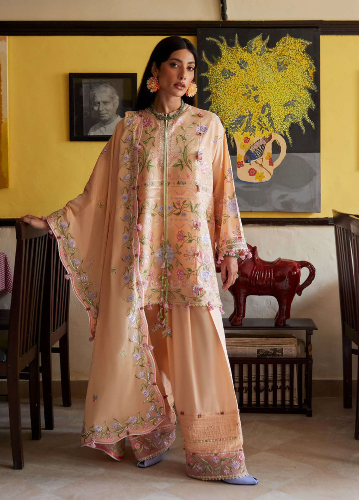 Wild Flower by Zaha Unstitched Embroidered Lawn 3 Piece Suit ZK26UWL ZF26-09 Apricot Mallow Bloob - Festive Collection