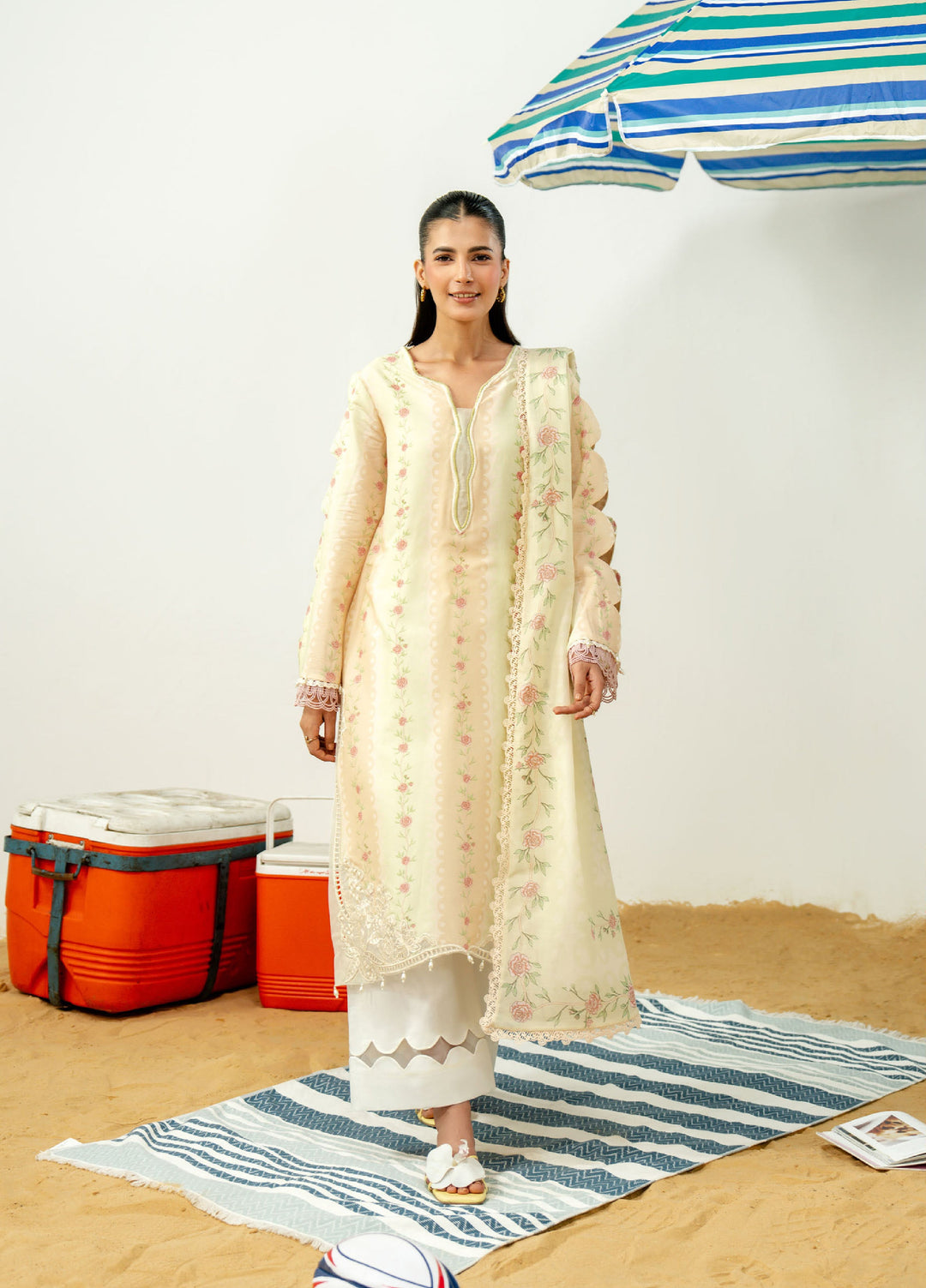 Sundaze by Zarposh Unstitched Printed Lawn 3 Piece Suit ZR26USL MARZIPAN - Festive Collection