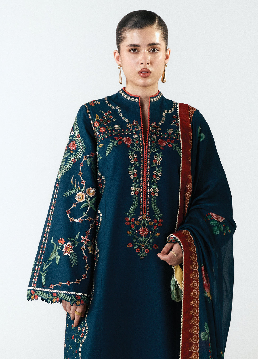 Jugnu by Hussain Rehar Unstitched Embroidered Cotton 3 Piece Suit HR26UCJ Agna JUG-LD D#1275 - Eid Collection