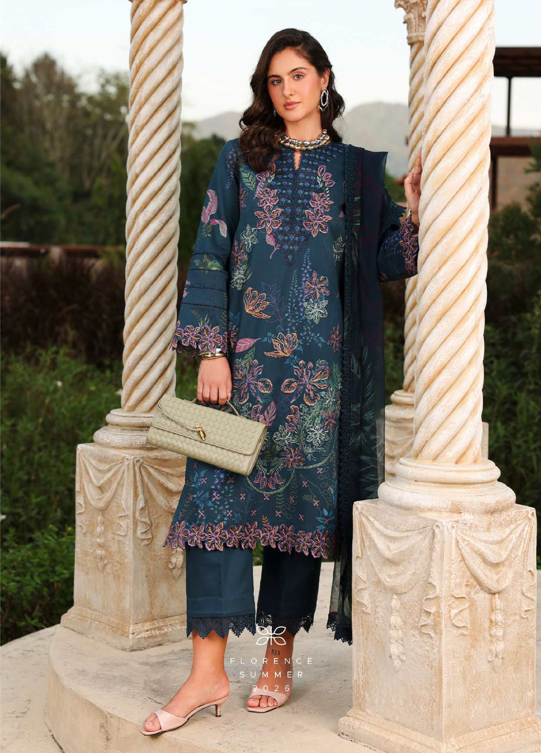Florence by Rang Rasiya Unstitched Embroidered Lawn 3 Piece Suit RR26UFL Eshal - Summer Collection